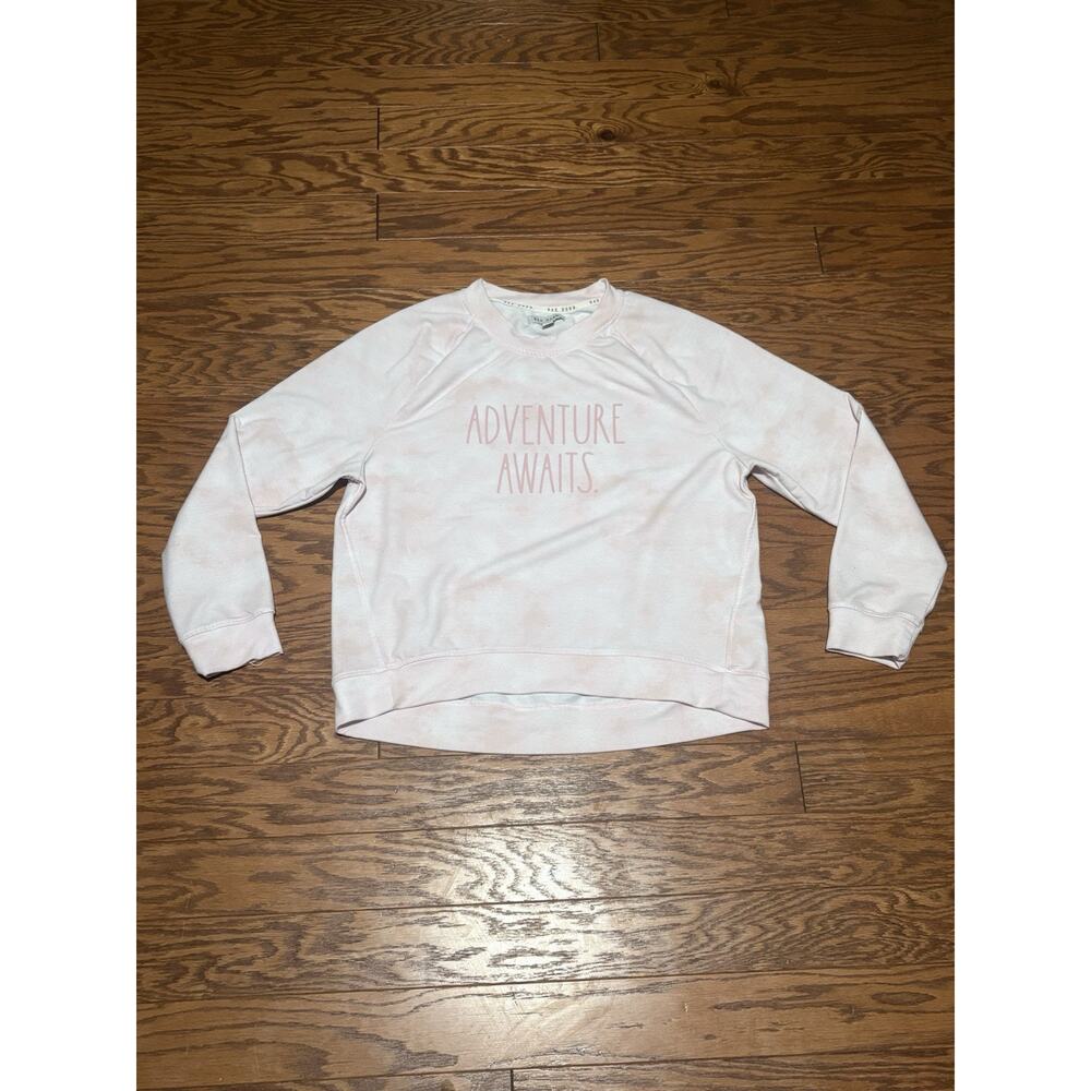Rae Dunn Women’s Pink Tie Dye "Adventure Awaits" LS Crew Neck Sweatshirt, Sz L